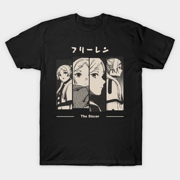 Frieren The Slayer Gloomy Halftone Fanart Design T-Shirt by Gloomeeey